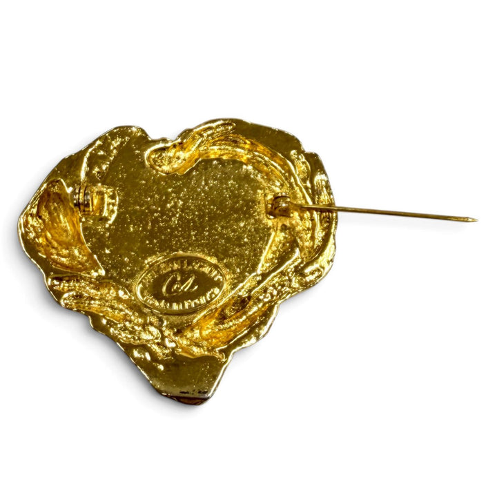 Excellent Christian Lacroix Brooch Heartstone Gold Brooch purple Women