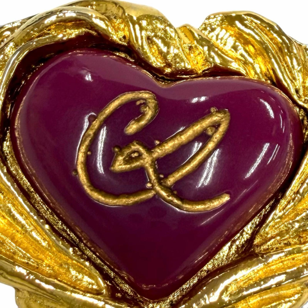 Excellent Christian Lacroix Brooch Heartstone Gold Brooch purple Women