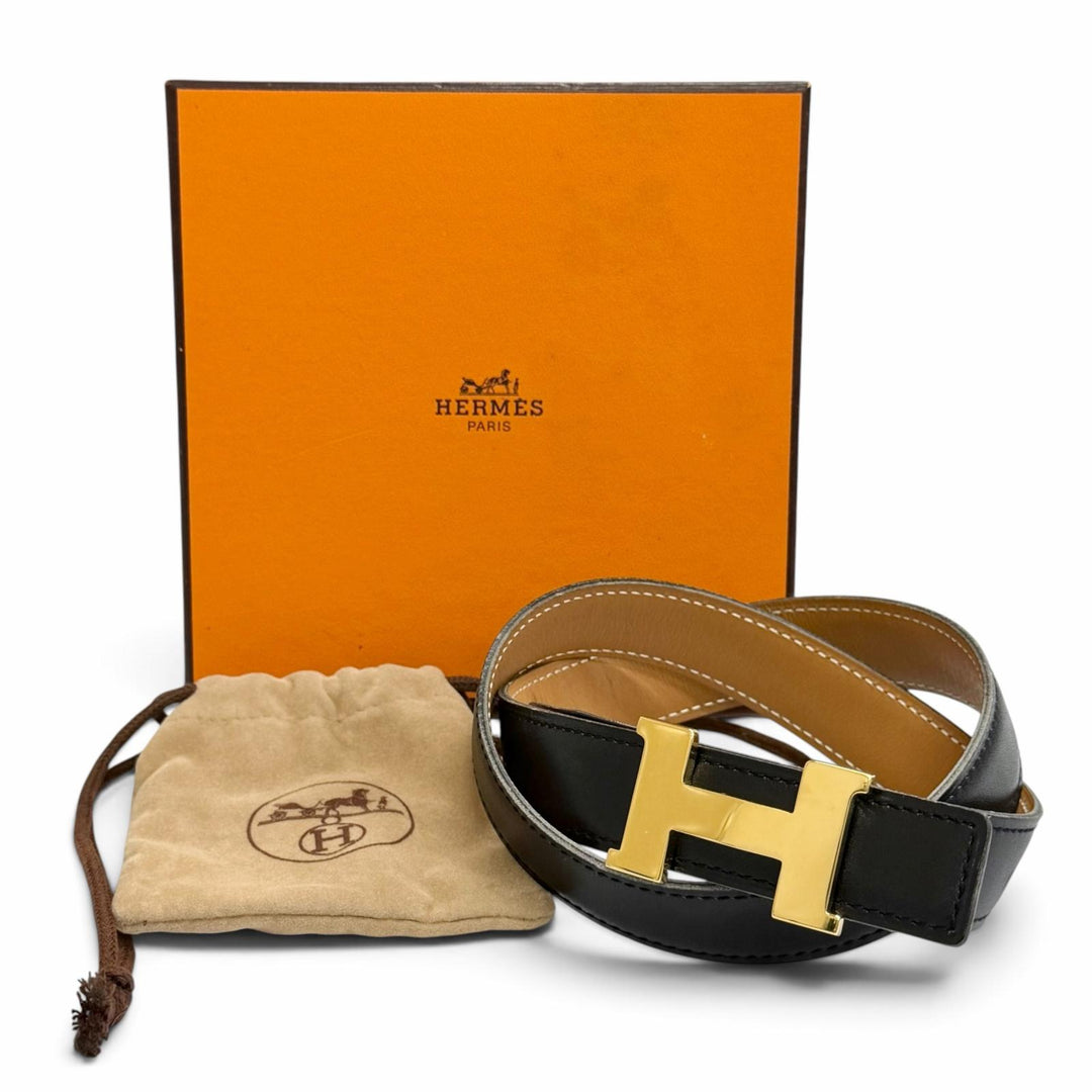Great HERMES belt Margiela era Mini Constance H reversible leather 65