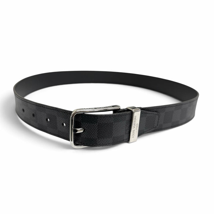 Excellent LOUIS VUITTON Belt Pont Neuf 35MM Damier Grafitte black