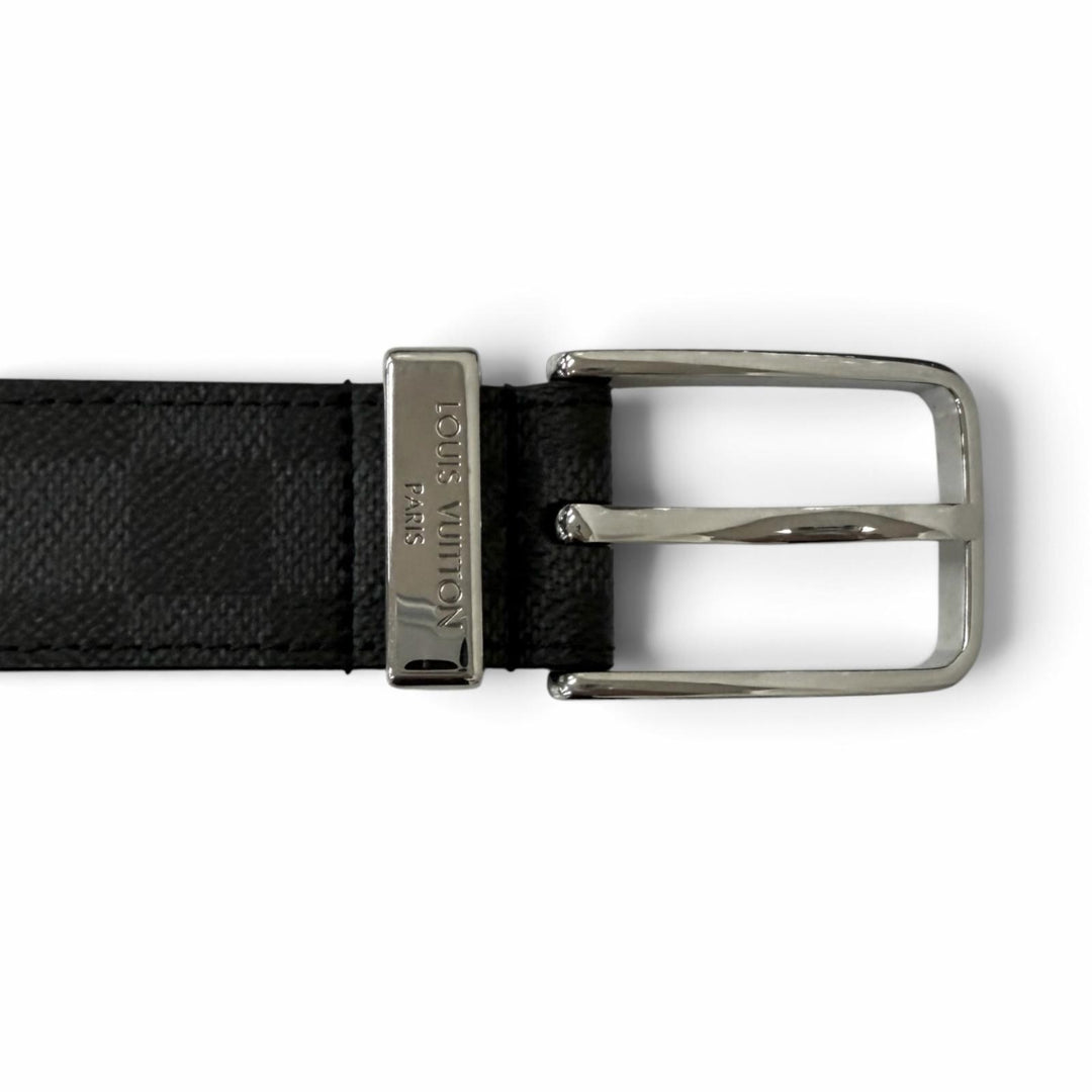 Excellent LOUIS VUITTON Belt Pont Neuf 35MM Damier Grafitte black