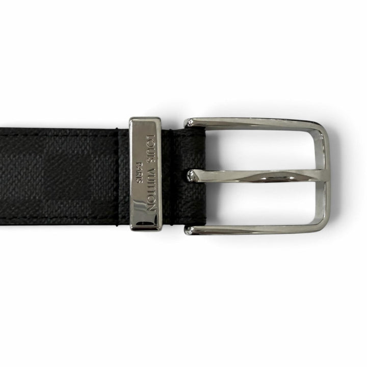 Excellent LOUIS VUITTON Belt Pont Neuf 35MM Damier Grafitte black