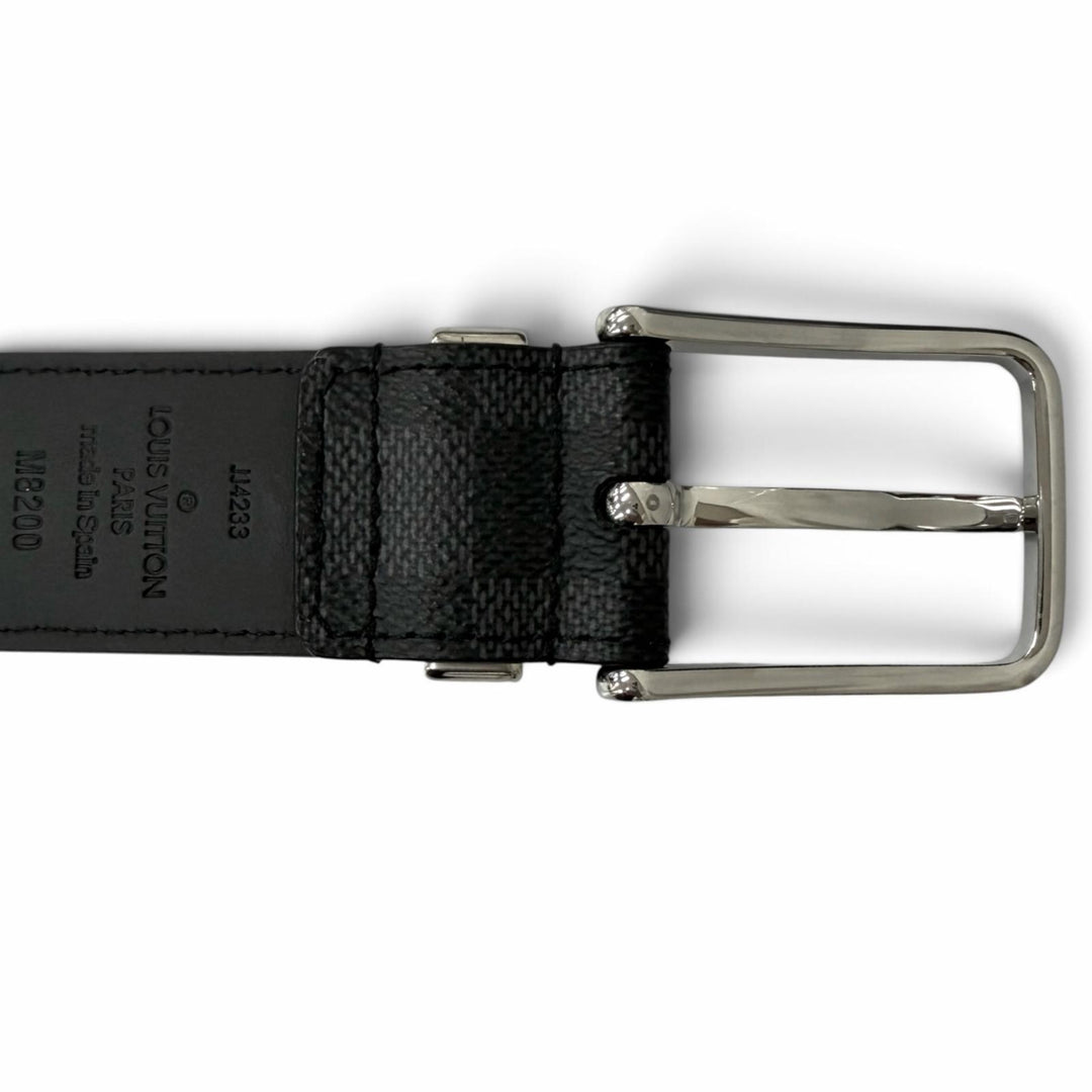 Excellent LOUIS VUITTON Belt Pont Neuf 35MM Damier Grafitte black
