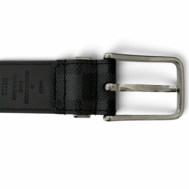 Excellent LOUIS VUITTON Belt Pont Neuf 35MM Damier Grafitte black