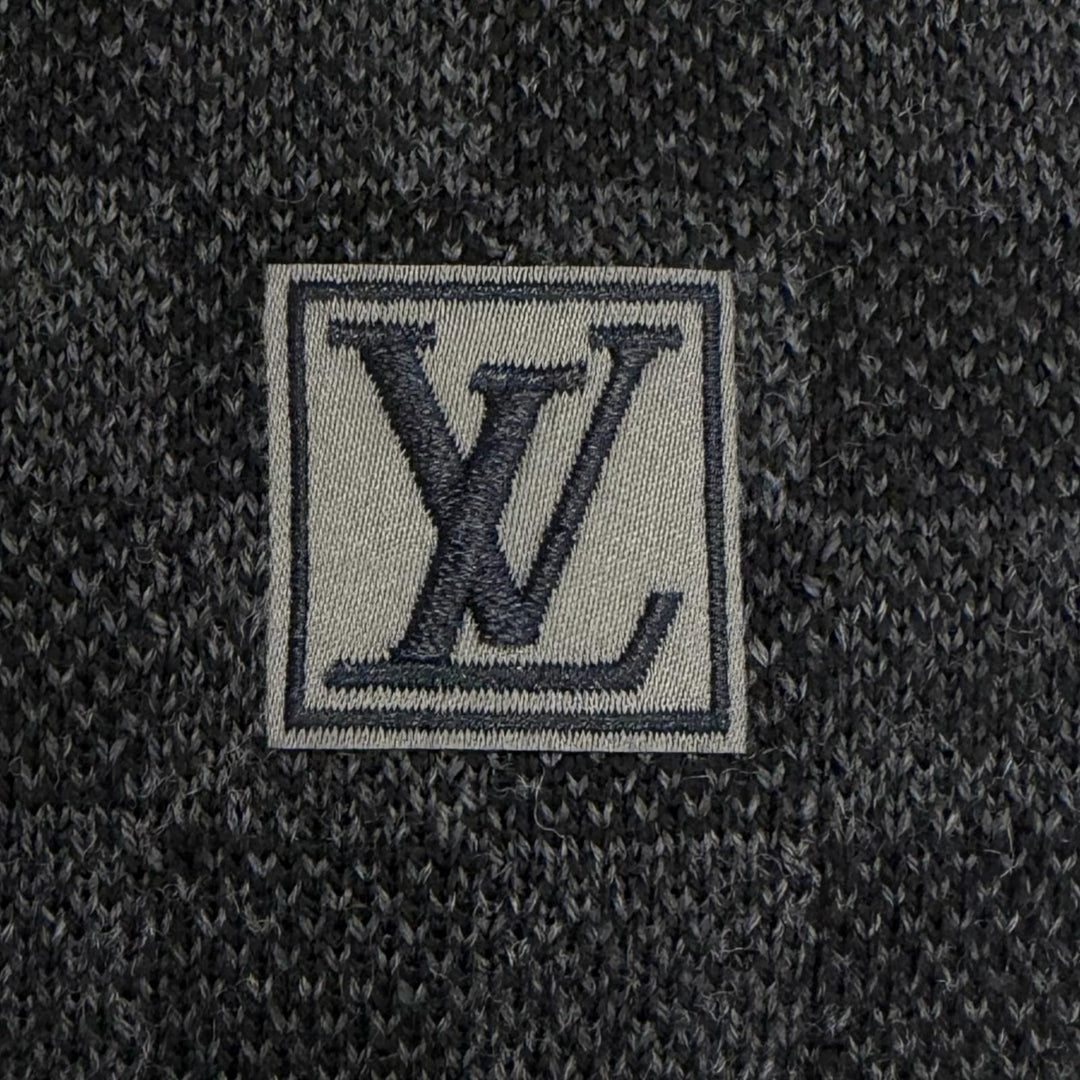Great LOUIS VUITTON Scarf Echarpe Petit Damier black wool