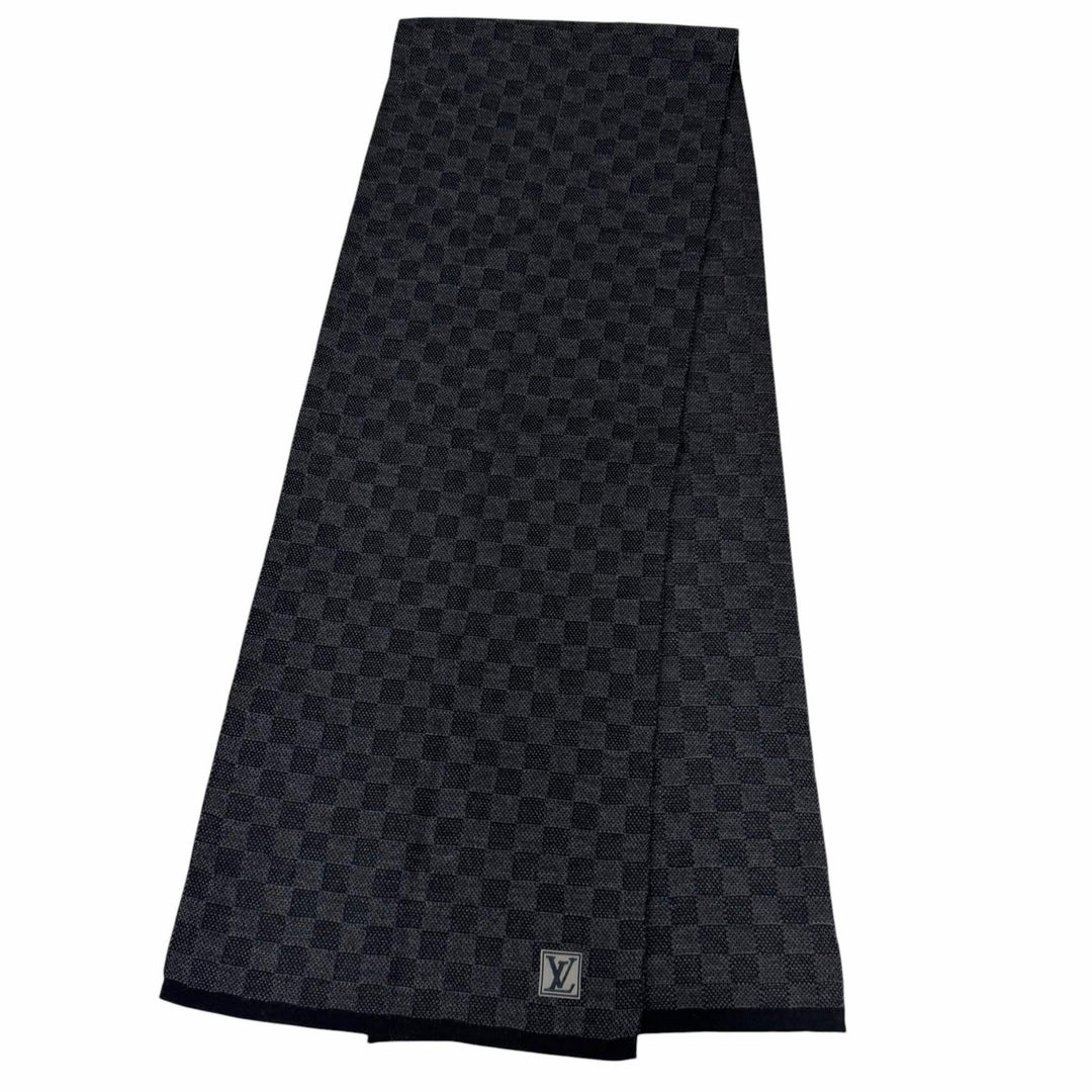 Great LOUIS VUITTON Scarf Echarpe Petit Damier black wool