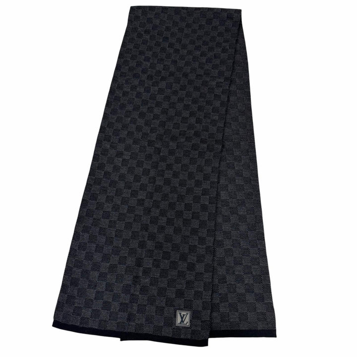Great LOUIS VUITTON Scarf Echarpe Petit Damier black wool