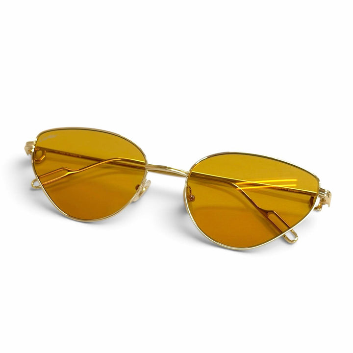 Pristine Cartier sunglasses Première de Cartier 2C Decor Cat's Eye gold CT0155S