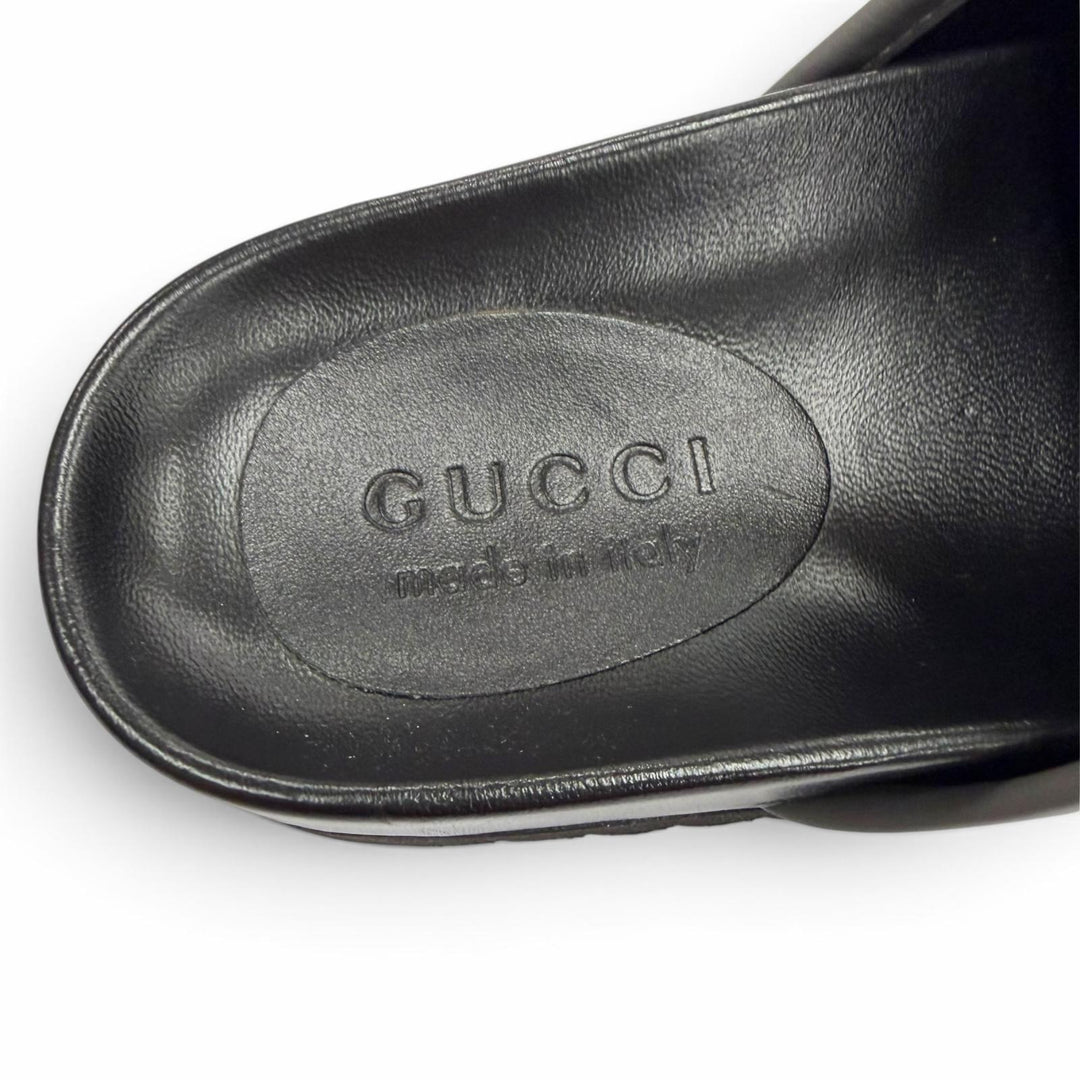 Pristine GUCCI Sandals Horsebit gray GG Supreme Canvas mens 738964