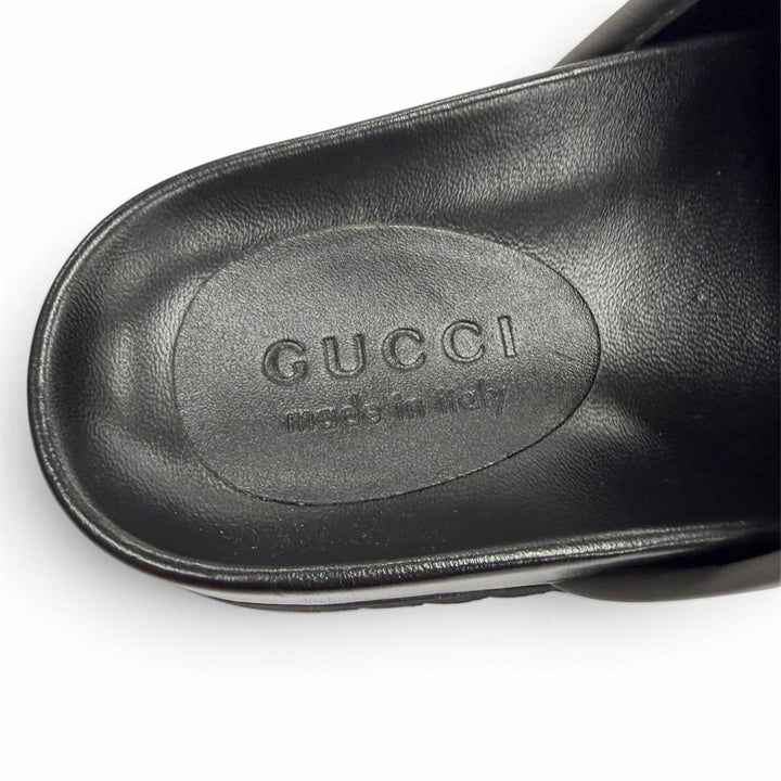 Pristine GUCCI Sandals Horsebit gray GG Supreme Canvas mens 738964