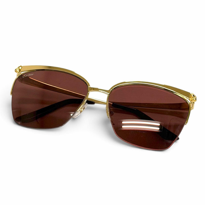 Pristine Cartier sunglasses PANTHERE de Cartier Cat's Eye gold Women CT0124S