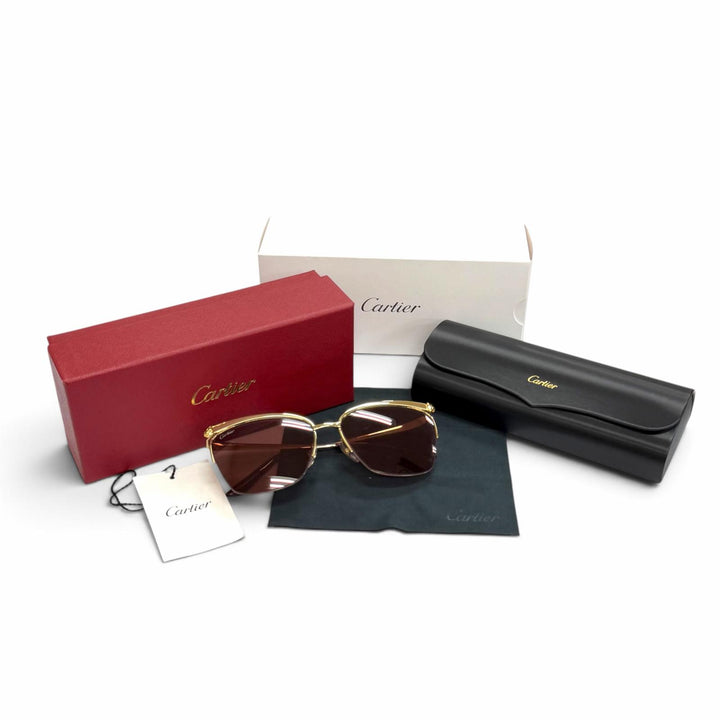Pristine Cartier sunglasses PANTHERE de Cartier Cat's Eye gold Women CT0124S