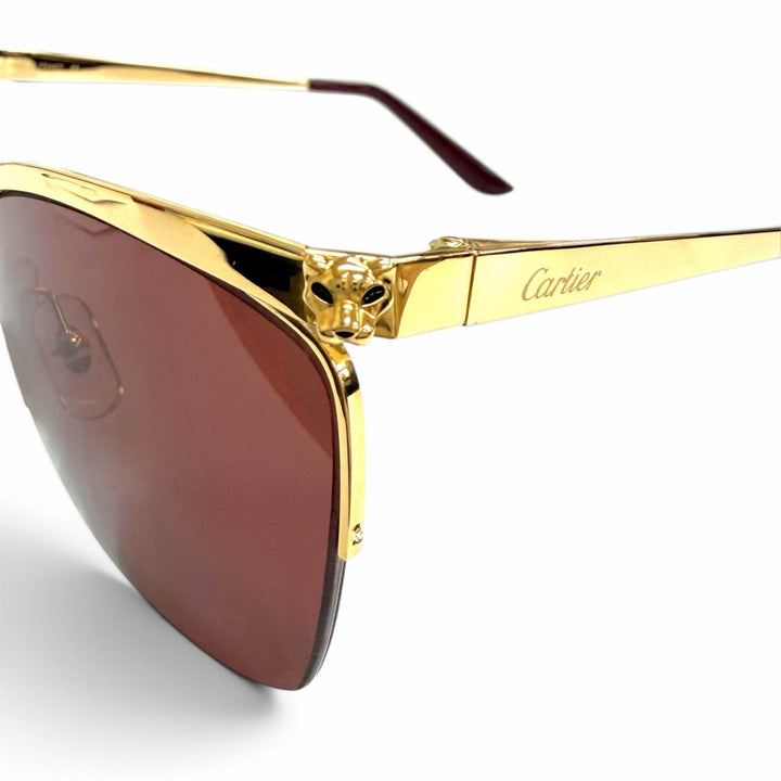 Pristine Cartier sunglasses PANTHERE de Cartier Cat's Eye gold Women CT0124S