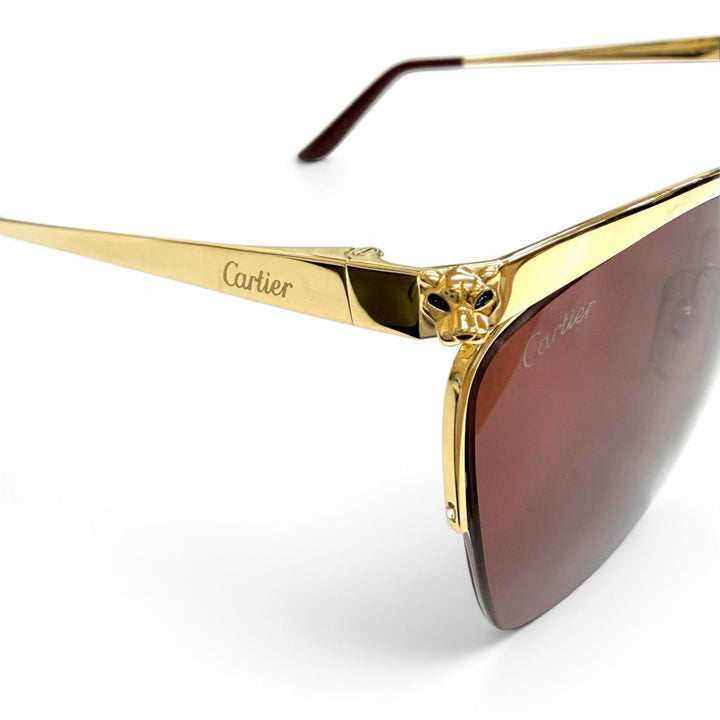Pristine Cartier sunglasses PANTHERE de Cartier Cat's Eye gold Women CT0124S