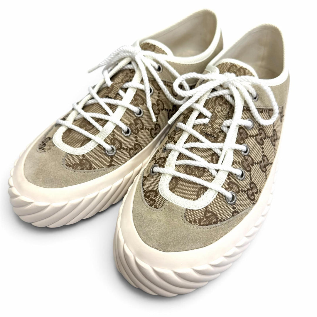 Excellent GUCCI Low cut sneakers beige GG canvas mens 8 738992