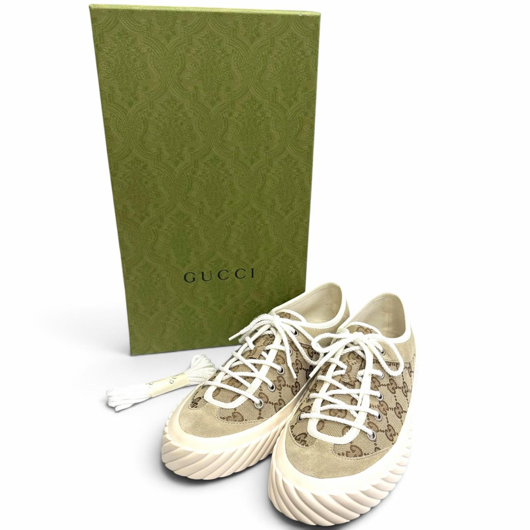 Excellent GUCCI Low cut sneakers beige GG canvas mens 8 738992