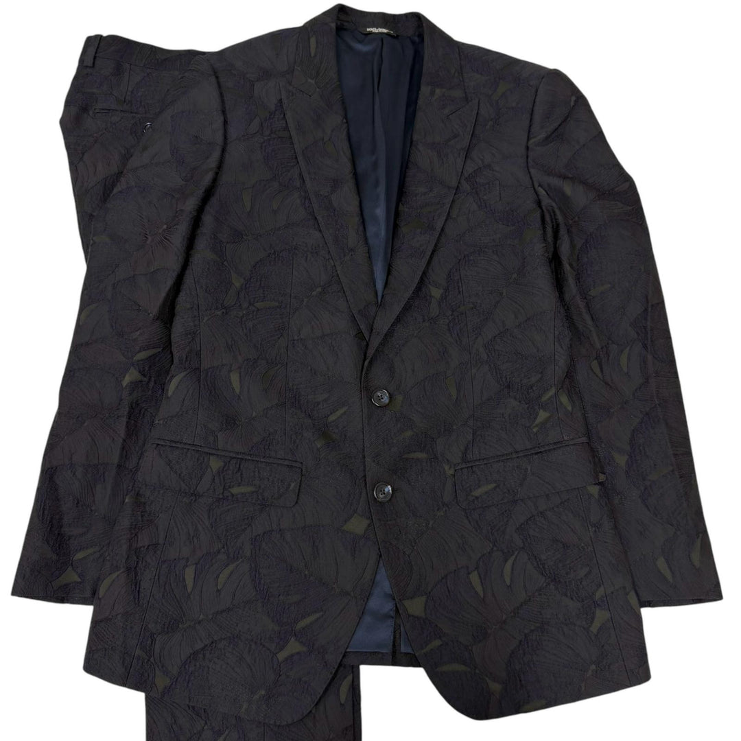 Great DOLCE&GABBANA suit MARTINI Leaf Embroidery Single Navy