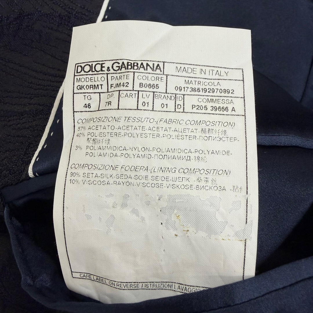 Great DOLCE&GABBANA suit MARTINI Leaf Embroidery Single Navy