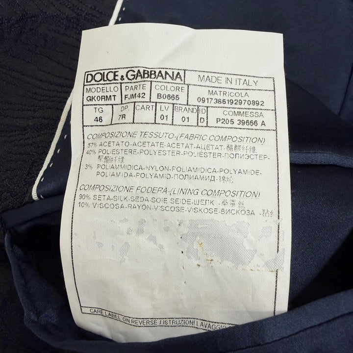 Great DOLCE&GABBANA suit MARTINI Leaf Embroidery Single Navy