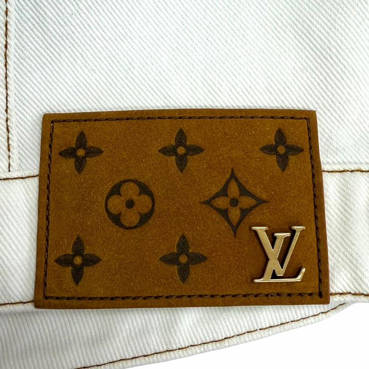 Excellent LOUIS VUITTON Denim Jacket LV spray jeans white