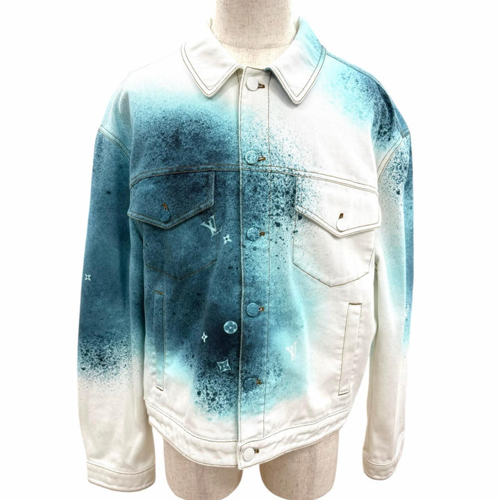 Excellent LOUIS VUITTON Denim Jacket LV spray jeans white