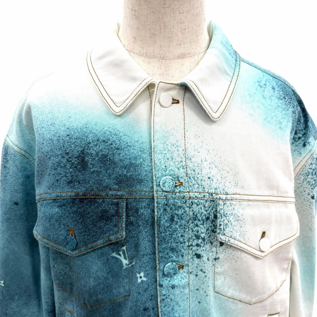 Excellent LOUIS VUITTON Denim Jacket LV spray jeans white