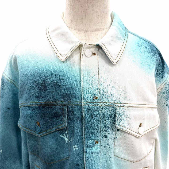 Excellent LOUIS VUITTON Denim Jacket LV spray jeans white