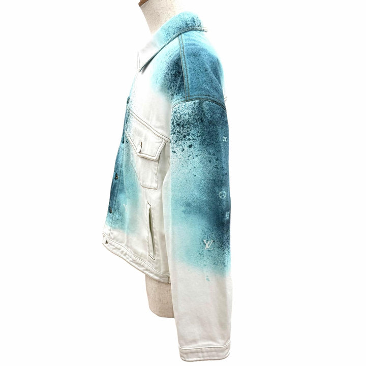 Excellent LOUIS VUITTON Denim Jacket LV spray jeans white