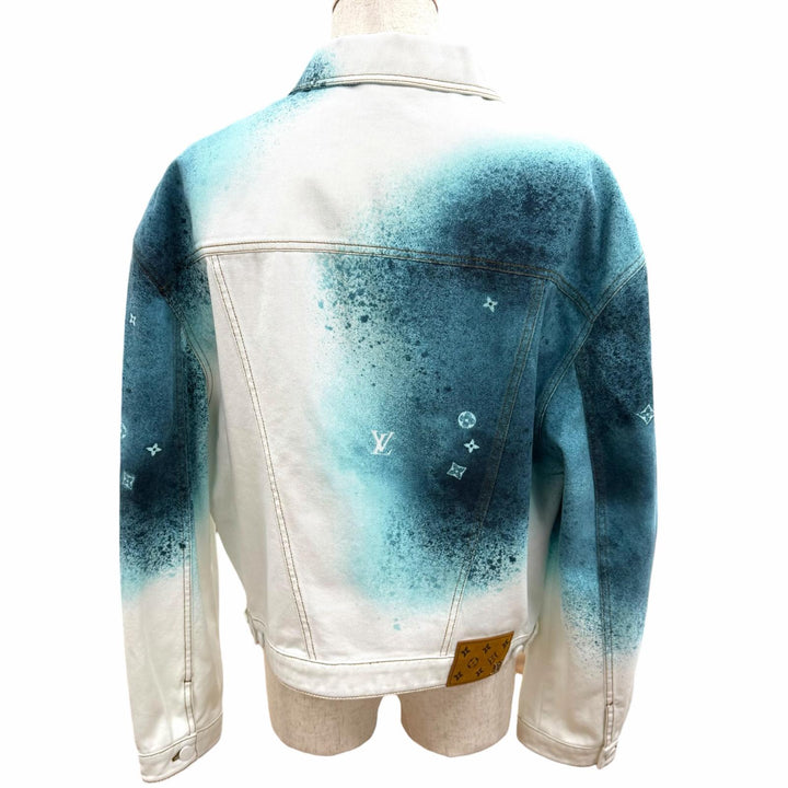 Excellent LOUIS VUITTON Denim Jacket LV spray jeans white