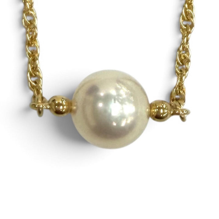 Excellent MIKIMOTO Necklace Single pearl rope chain white 18K Women