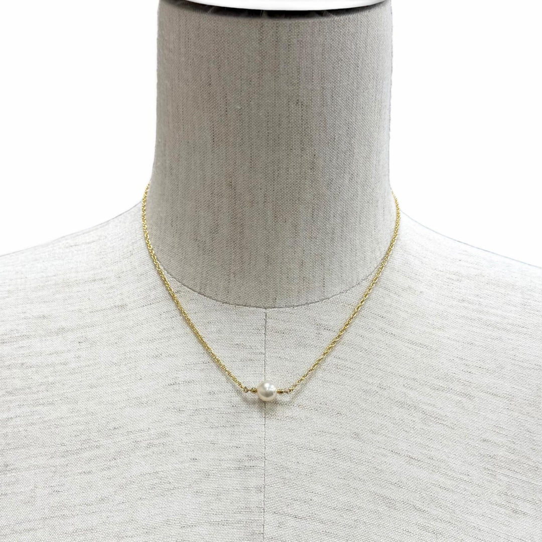 Excellent MIKIMOTO Necklace Single pearl rope chain white 18K Women