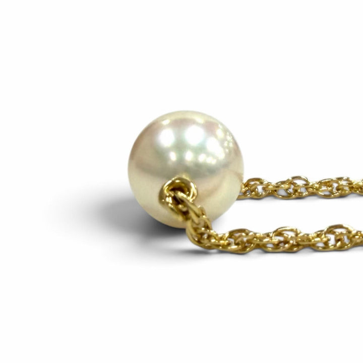 Excellent MIKIMOTO Necklace Single pearl rope chain white 18K Women