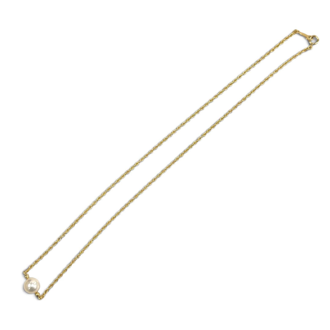 Excellent MIKIMOTO Necklace Single pearl rope chain white 18K Women