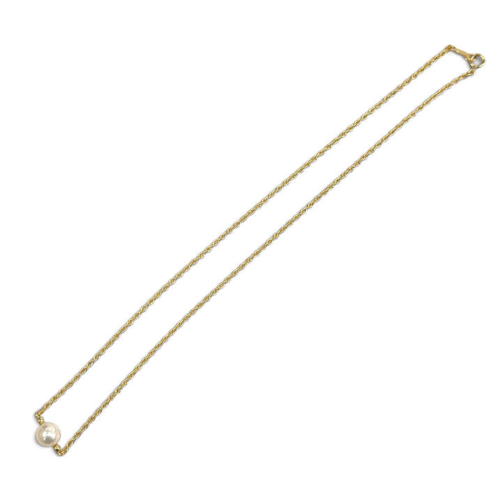 Excellent MIKIMOTO Necklace Single pearl rope chain white 18K Women