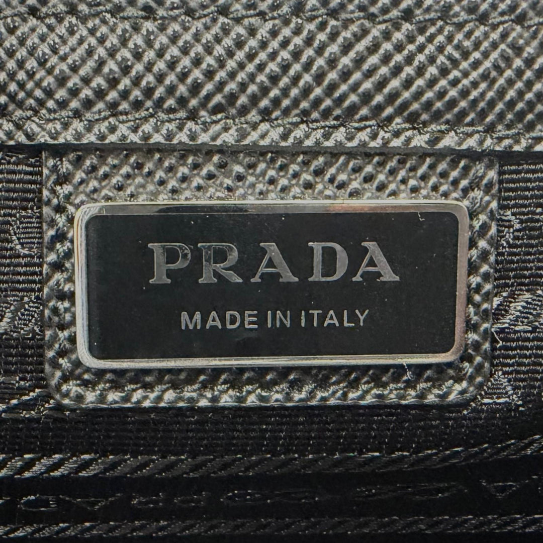 Excellent PRADA Tote Bag black Safiano leather mens 2VG101