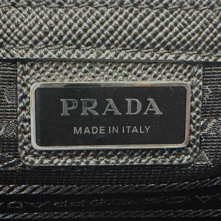 Excellent PRADA Tote Bag black Safiano leather mens 2VG101