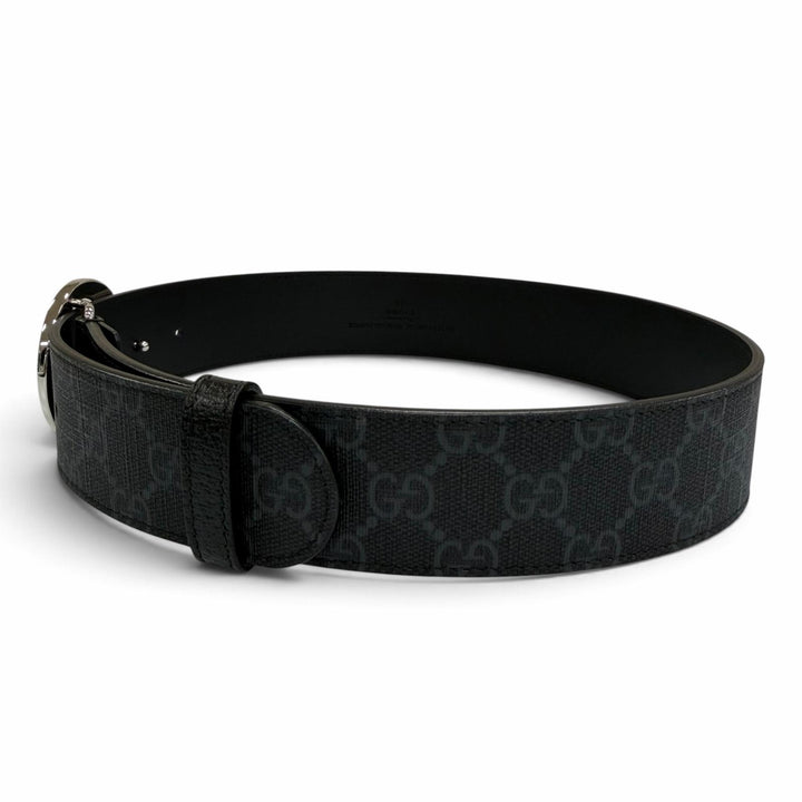 Great GUCCI belt Interlocking G black GG Supreme Women 703147