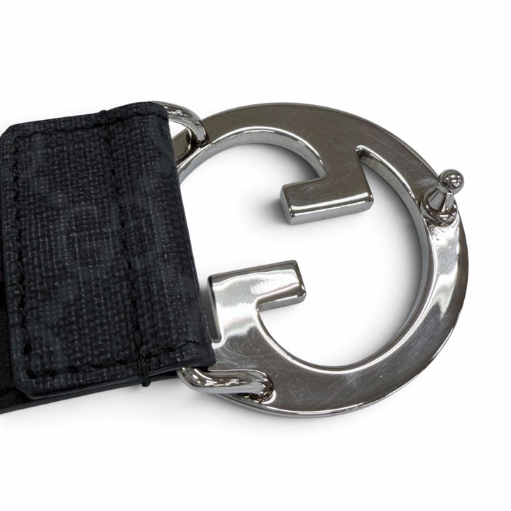 Great GUCCI belt Interlocking G black GG Supreme Women 703147