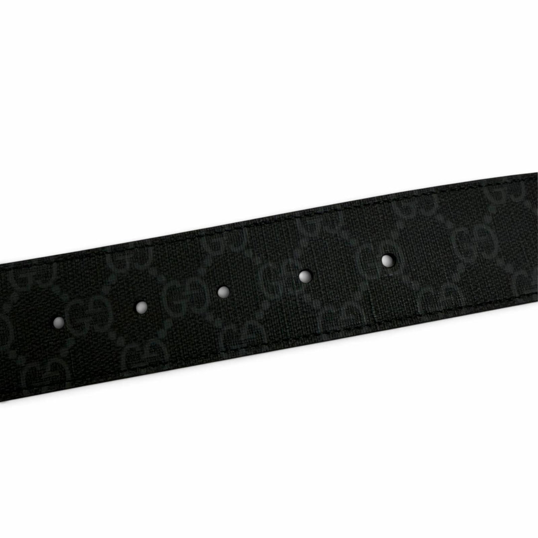 Great GUCCI belt Interlocking G black GG Supreme Women 703147