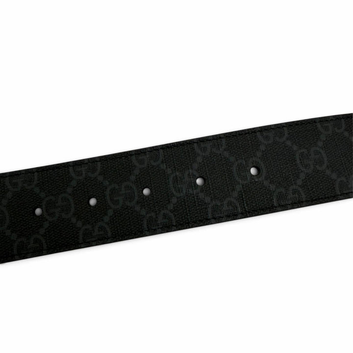 Great GUCCI belt Interlocking G black GG Supreme Women 703147