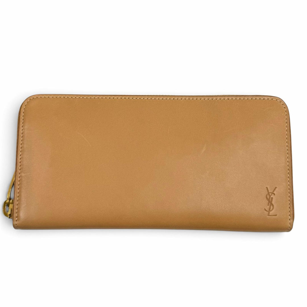 Pristine SAINT LAURENT PARIS Purse light brown leather Women 687054