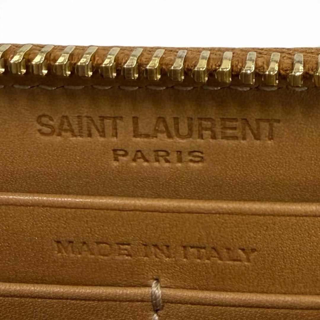 Pristine SAINT LAURENT PARIS Purse light brown leather Women 687054