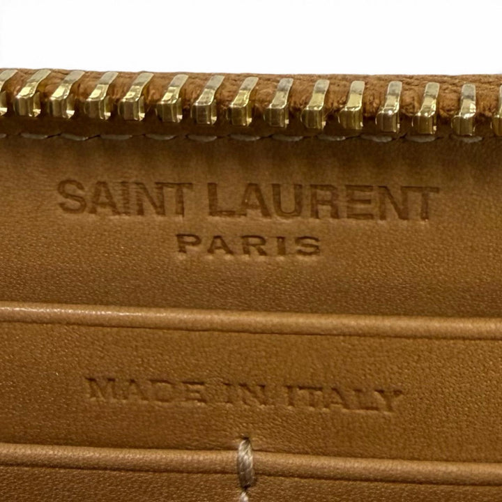 Pristine SAINT LAURENT PARIS Purse light brown leather Women 687054