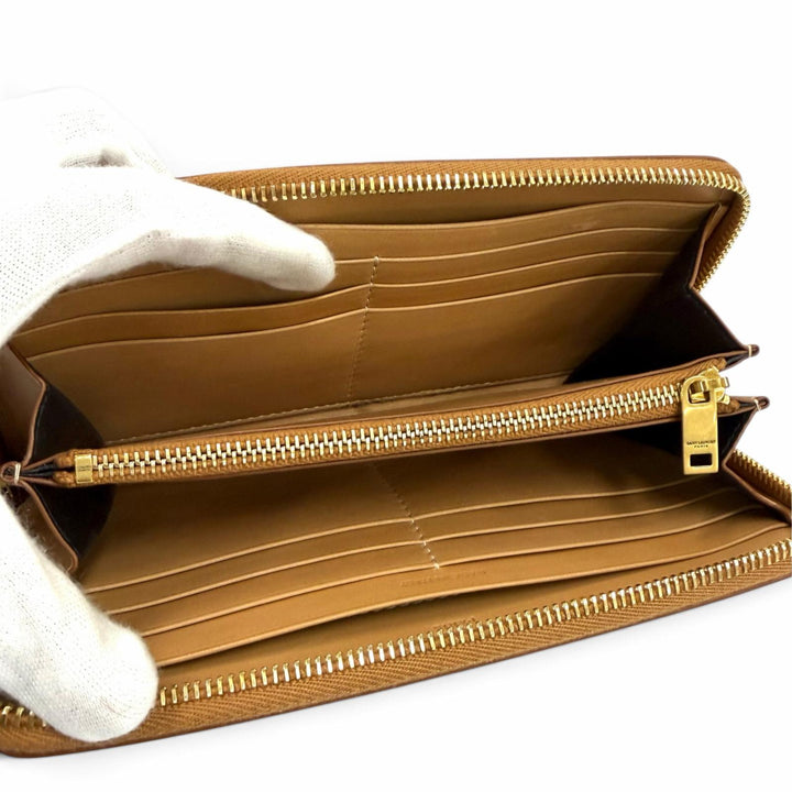 Pristine SAINT LAURENT PARIS Purse light brown leather Women 687054