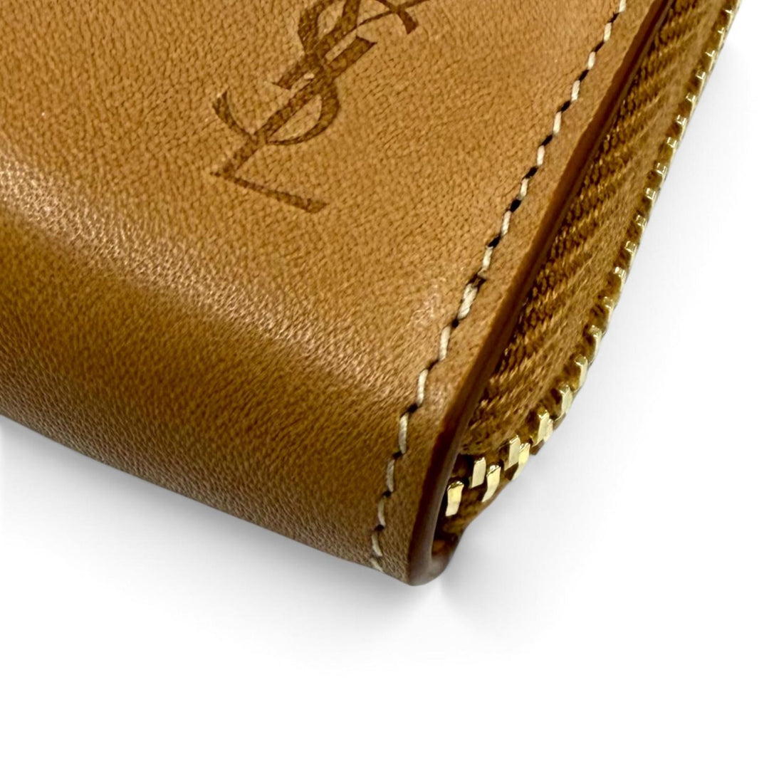 Pristine SAINT LAURENT PARIS Purse light brown leather Women 687054
