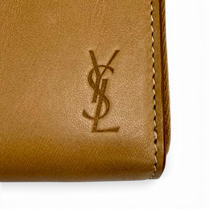 Pristine SAINT LAURENT PARIS Purse light brown leather Women 687054