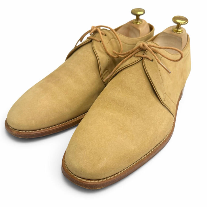 Great John Lobb Dress shoes V-front plain toe beige Nubuck Leather mens 6
