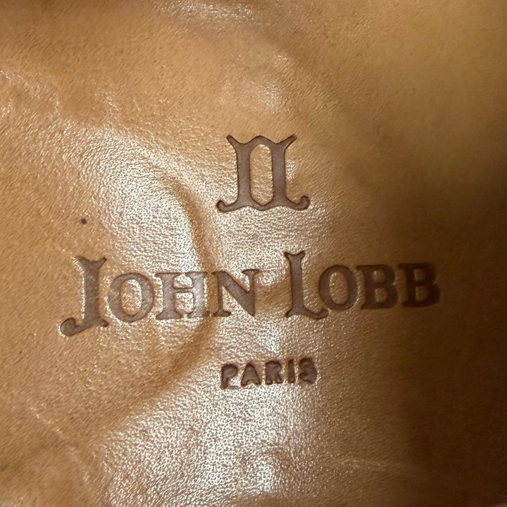 Great John Lobb Dress shoes V-front plain toe beige Nubuck Leather mens 6