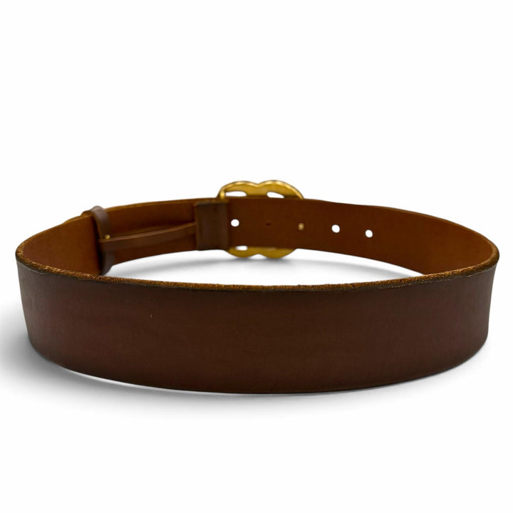 Excellent GUCCI belt Double G Wide Brown leather mens 409416 493949
