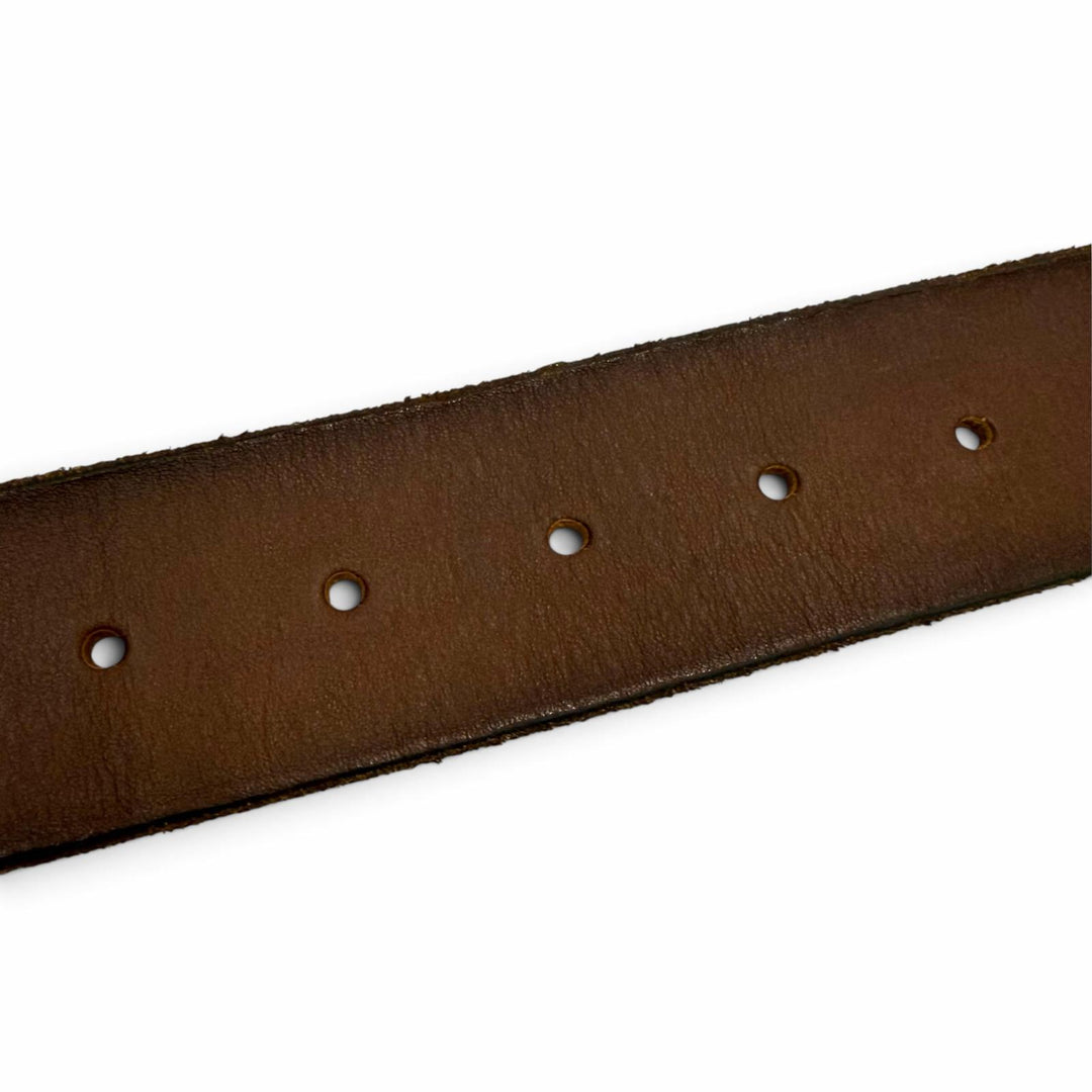 Excellent GUCCI belt Double G Wide Brown leather mens 409416 493949